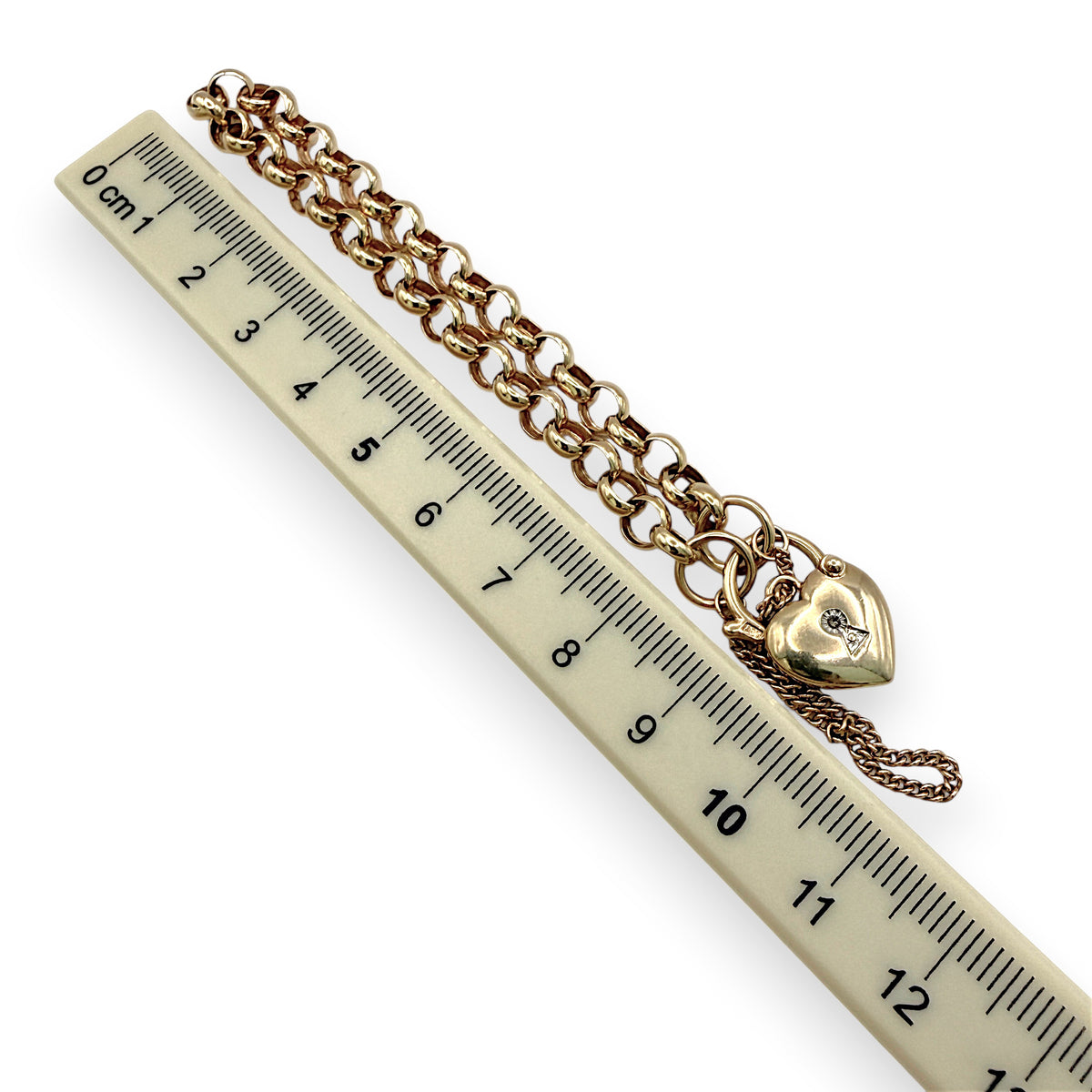 NZGD | 9ct Gold Heart Padlock Bracelet Forever Linked 18cm