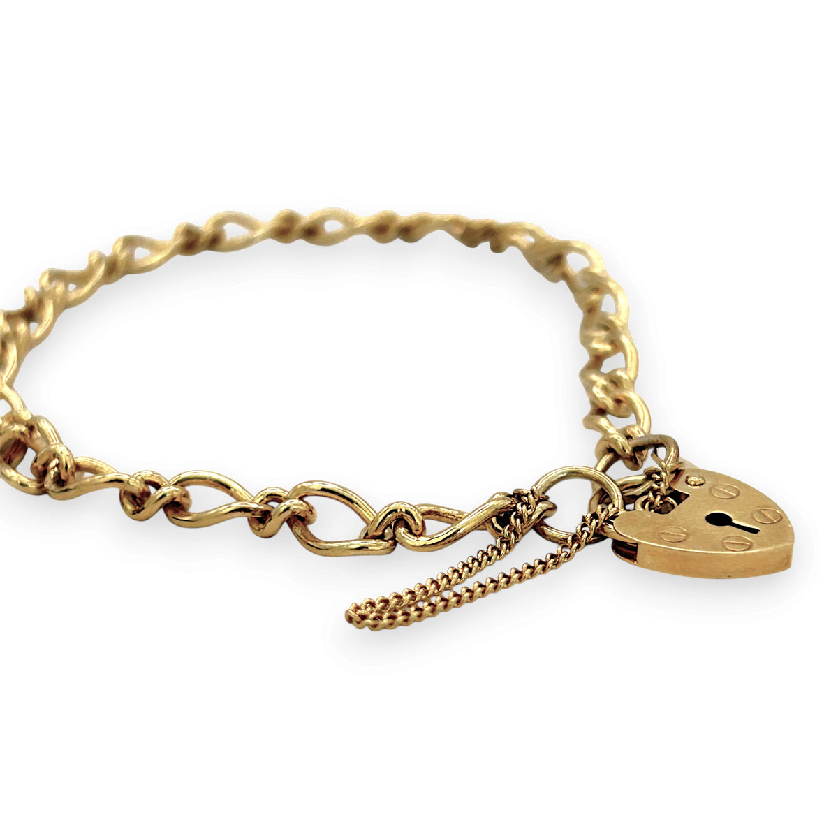 NZGD | 9ct Gold Heartline Figaro Elegance Bracelet 19cm