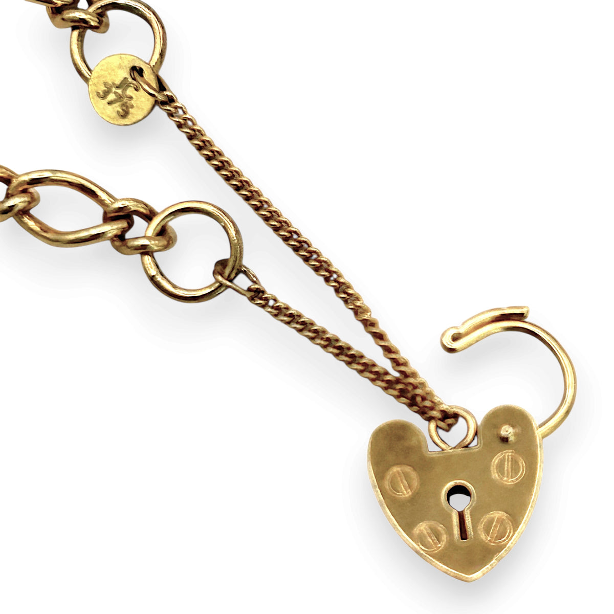 NZGD | 9ct Gold Heartline Figaro Elegance Bracelet 19cm