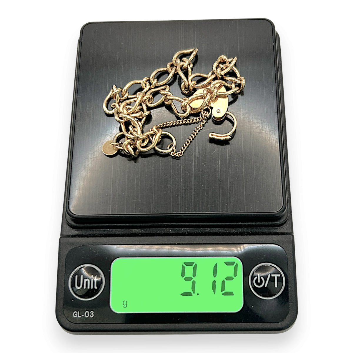 NZGD | 9ct Gold Heartline Figaro Elegance Bracelet 19cm