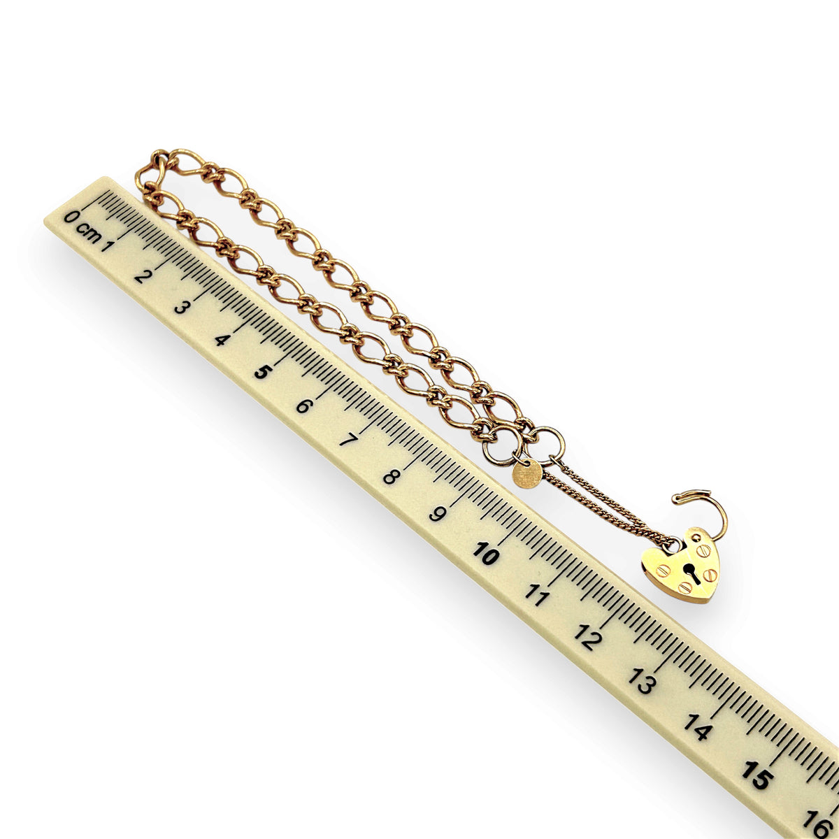 NZGD | 9ct Gold Heartline Figaro Elegance Bracelet 19cm