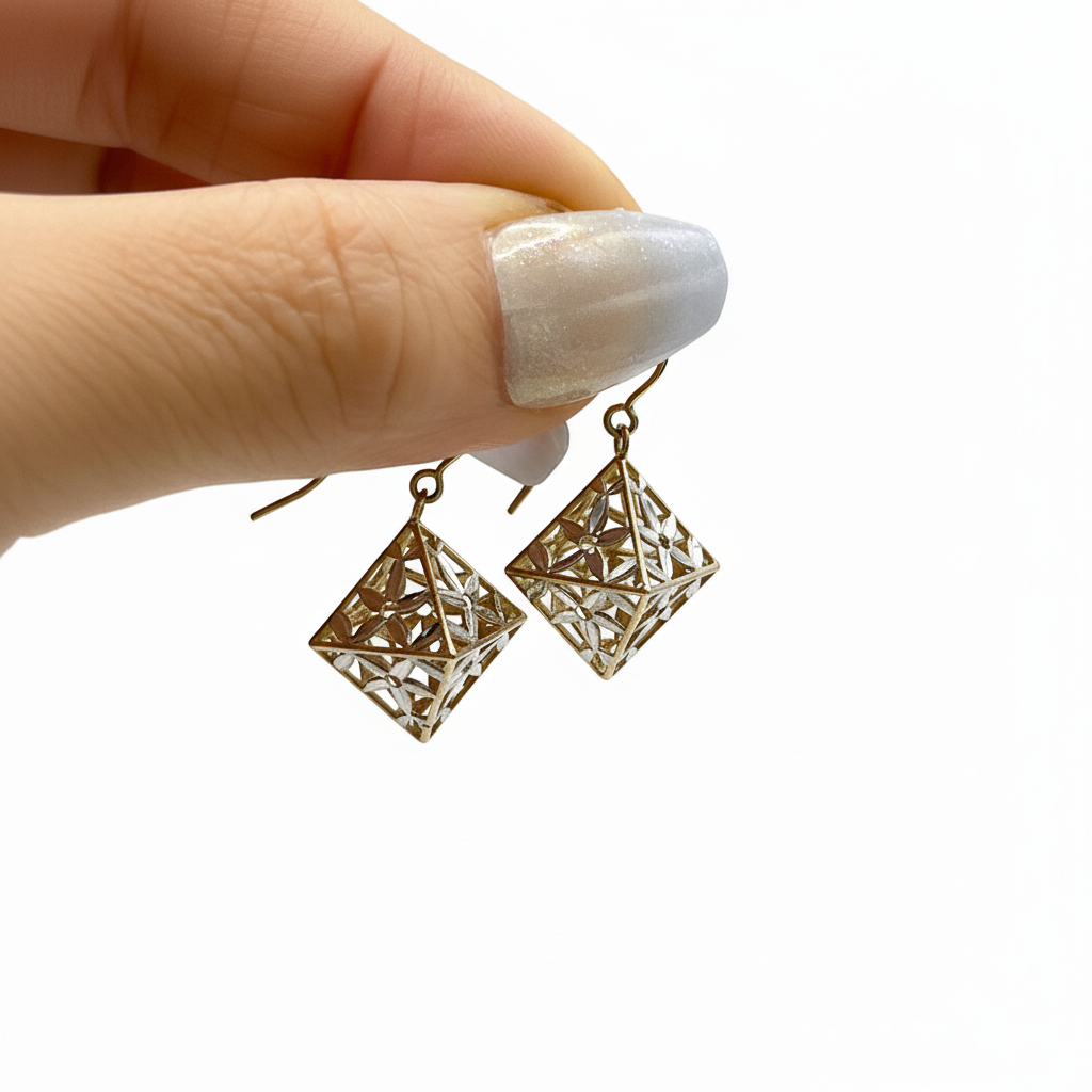 NZGD | 9ct Gold Celeste Two‑Tone Charm Earrings