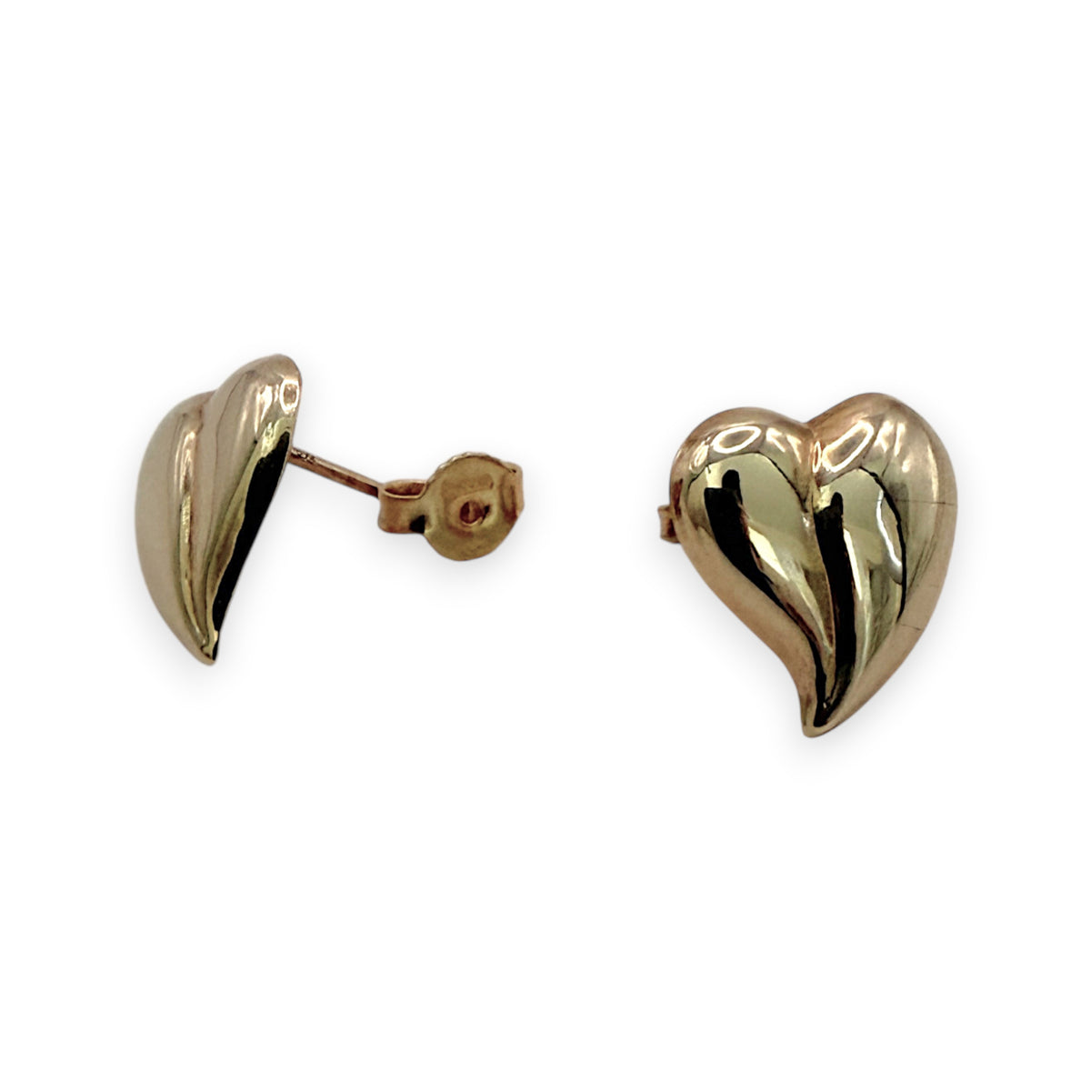 NZGD | 9ct Gold Heart Stud Earrings 12.5mm