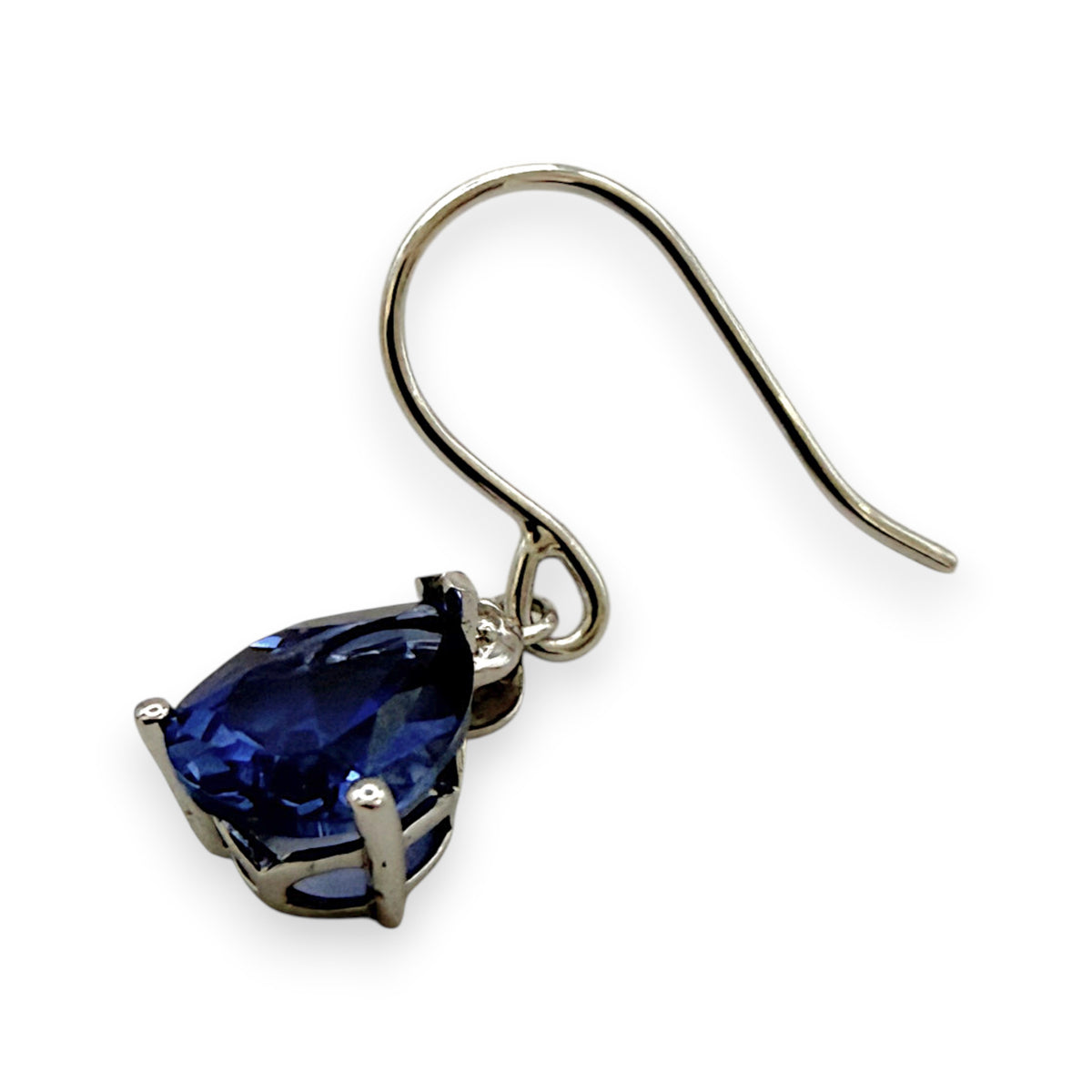 NZGD | 9ct White Gold Royal Blue Teardrop Hook Earrings