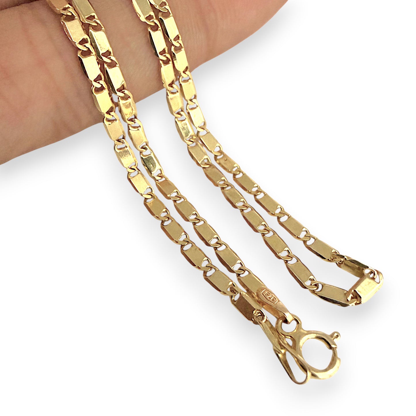 NZGD | 9ct Gold Bar‑Curb Rhythm Chain 49cm