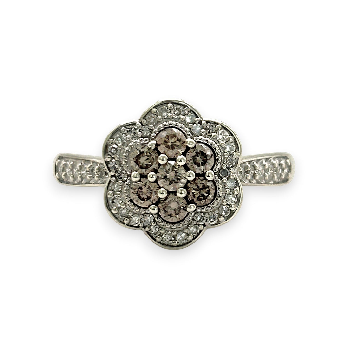 NZGD | 9ct White Gold Frost‑Petal Diamond Ring Valuation $2,000