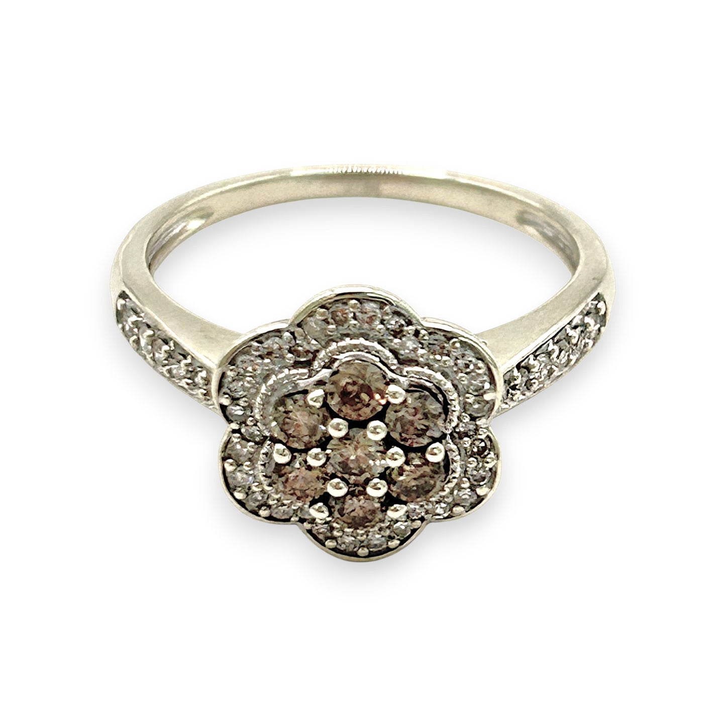 NZGD | 9ct White Gold Frost‑Petal Diamond Ring Valuation $2,000