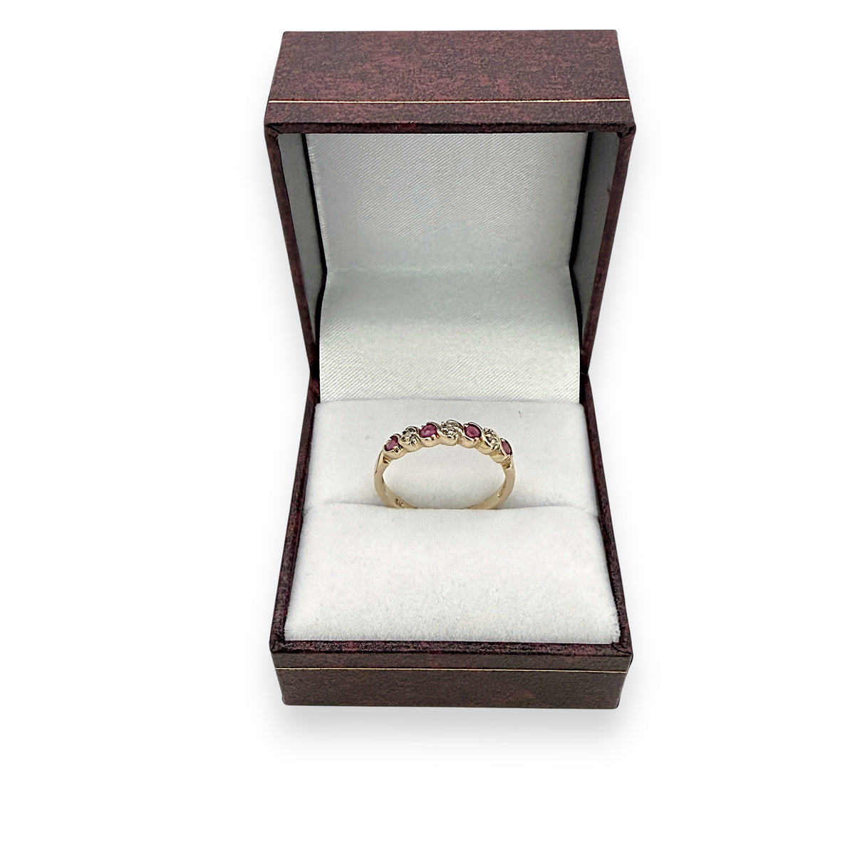 NZGD | 9ct Gold Pink Cluster Curve Ring Size N