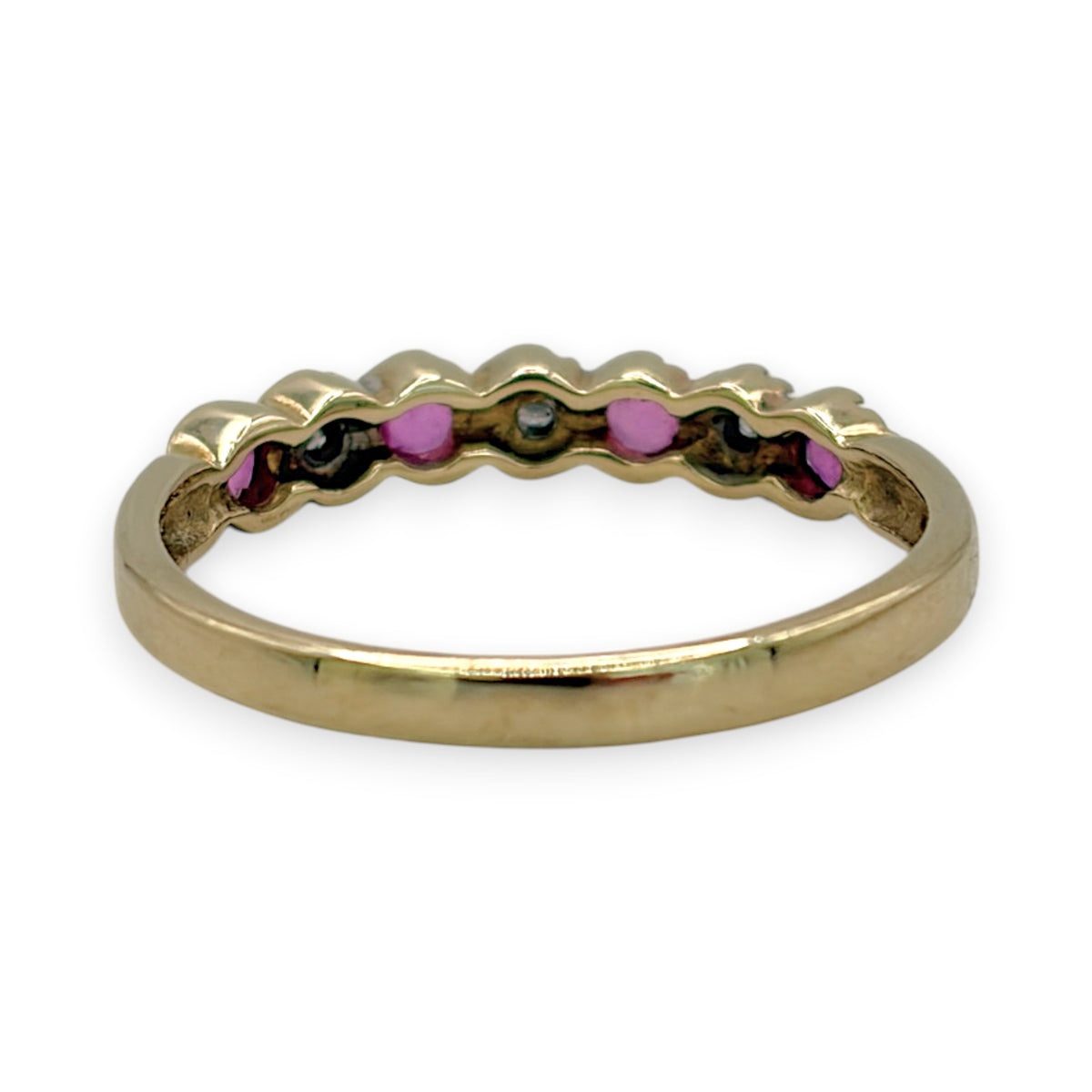 NZGD | 9ct Gold Pink Cluster Curve Ring Size N