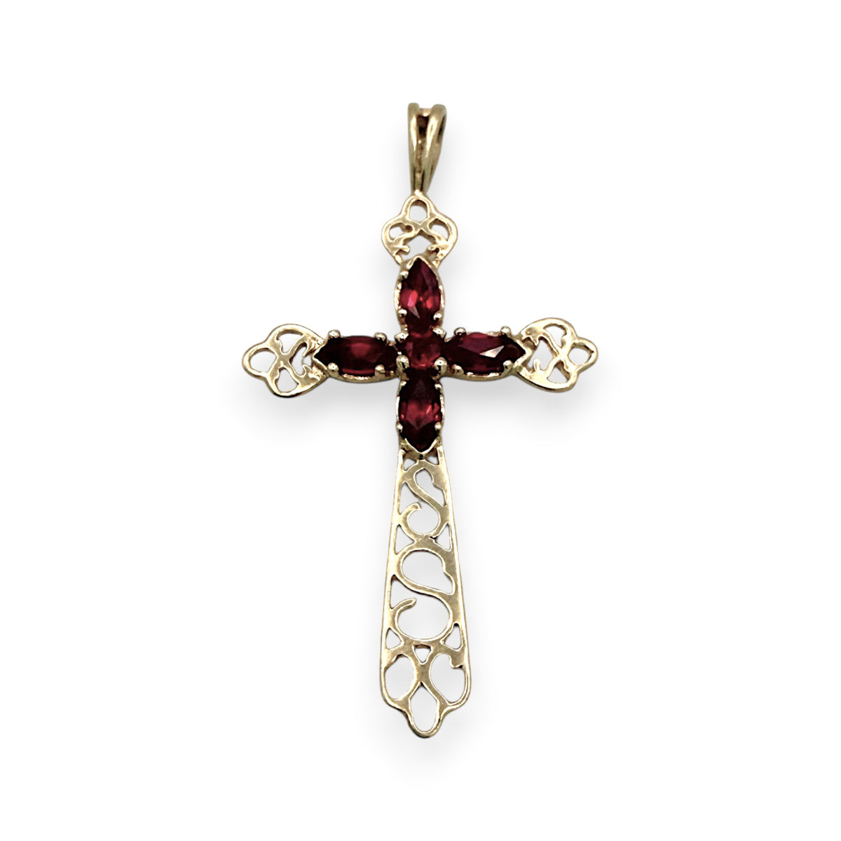 NZGD | 9ct Gold Ornate Crimson Cross Pendant 41.5 mm
