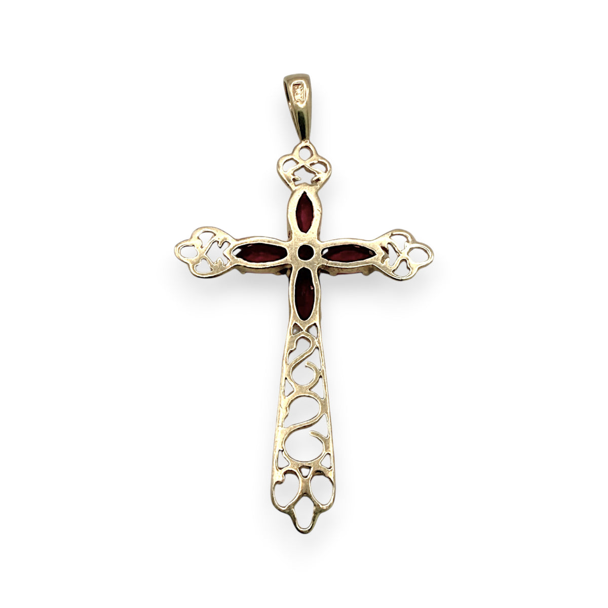 NZGD | 9ct Gold Ornate Crimson Cross Pendant 41.5 mm