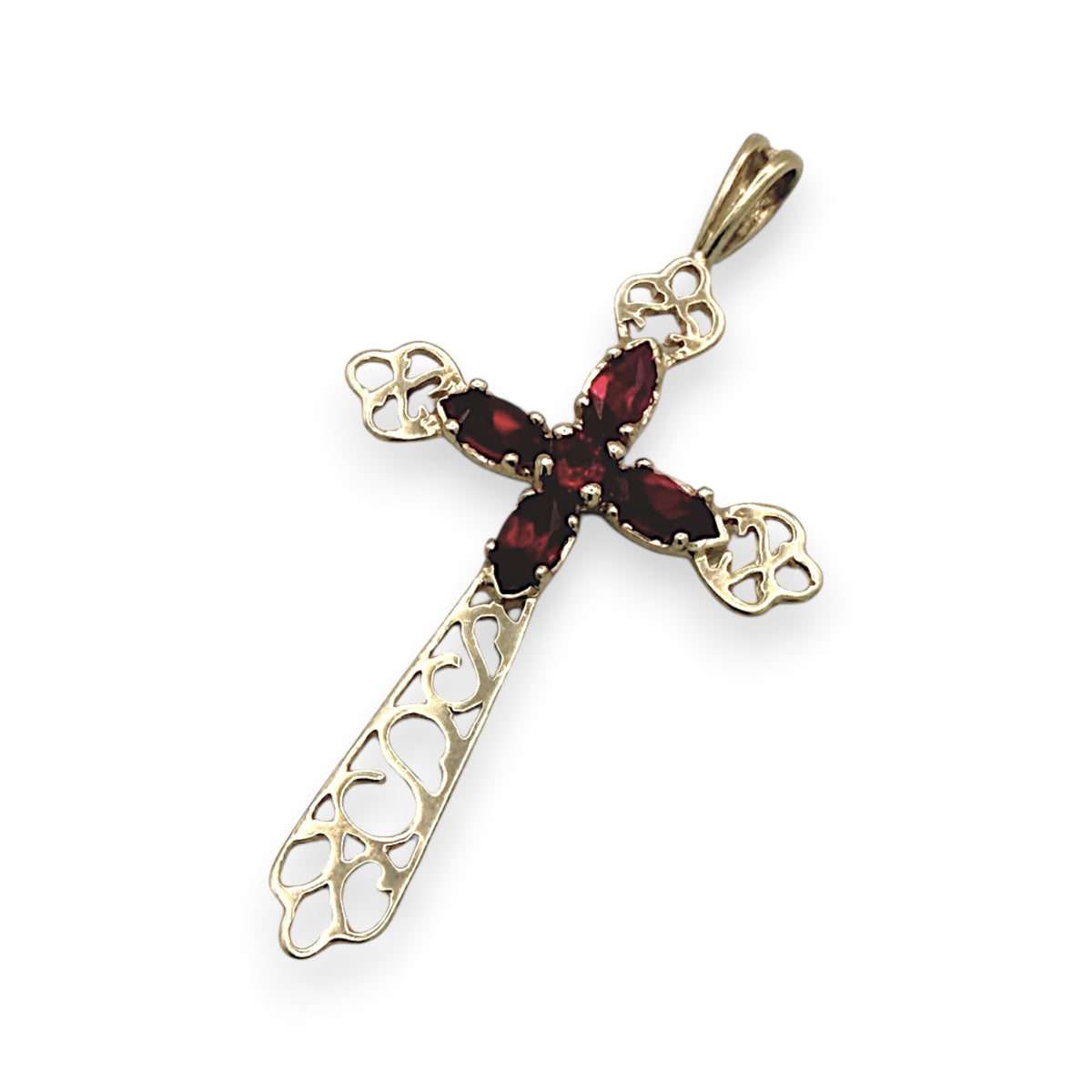 NZGD | 9ct Gold Ornate Crimson Cross Pendant 41.5 mm