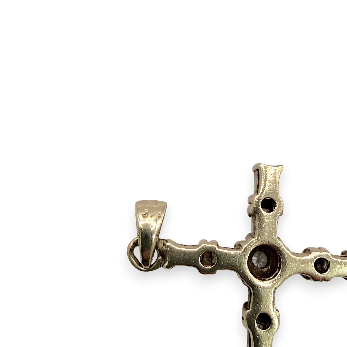 NZGD | 9ct Gold Baguette Simulated Cross Pendant 30.9mm