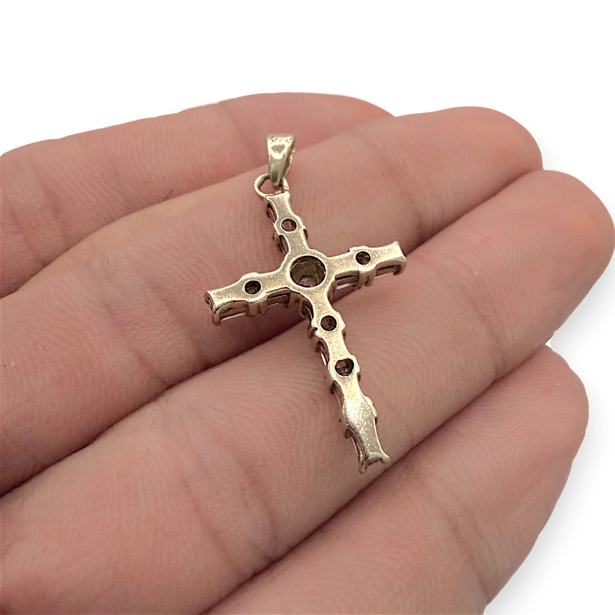 NZGD | 9ct Gold Baguette Simulated Cross Pendant 30.9mm