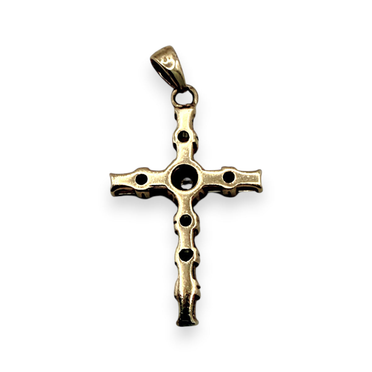 NZGD | 9ct Gold Baguette Simulated Cross Pendant 30.9mm