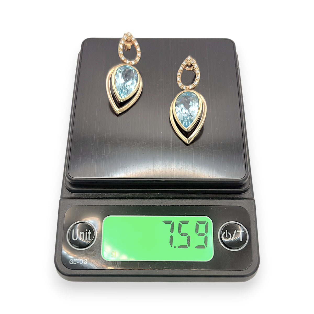 NZGD | 9ct Gold Vintage Blue Teardrop Earrings