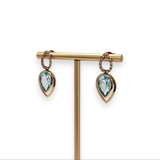 NZGD | 9ct Gold Vintage Blue Teardrop Earrings