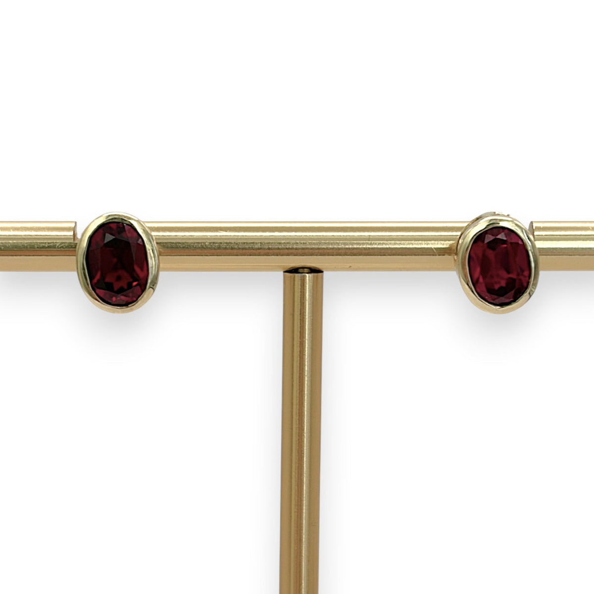 NZGD | 9ct Gold Crimson Bezel Stud Earrings - Oval 9.6mm x 7.8mm