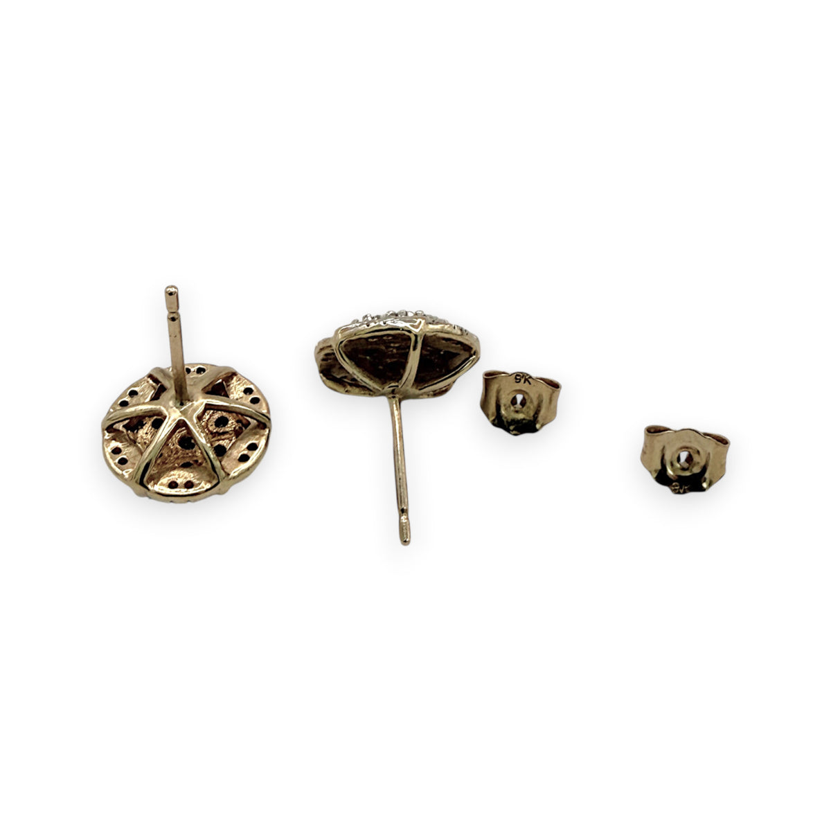 NZGD | 9ct Gold Floral Cluster Studs 10.9mm
