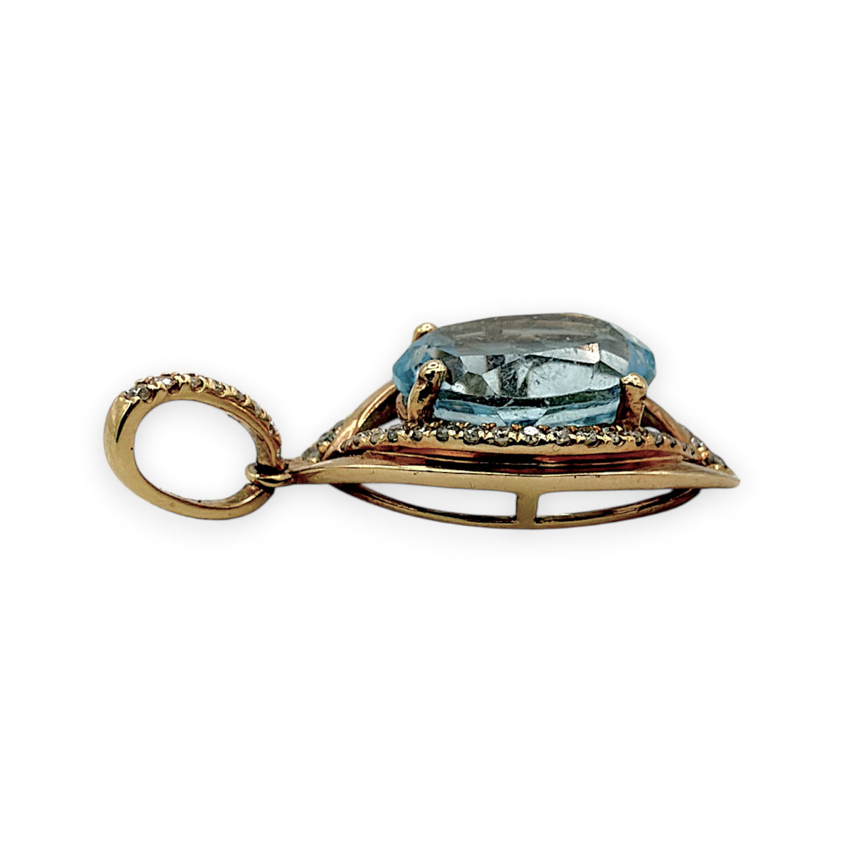 NZGD | 14ct Gold Celestial Blue Marquise Drop Pendant 19.4mm