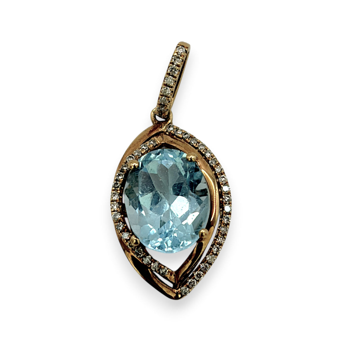 NZGD | 14ct Gold Celestial Blue Marquise Drop Pendant 19.4mm
