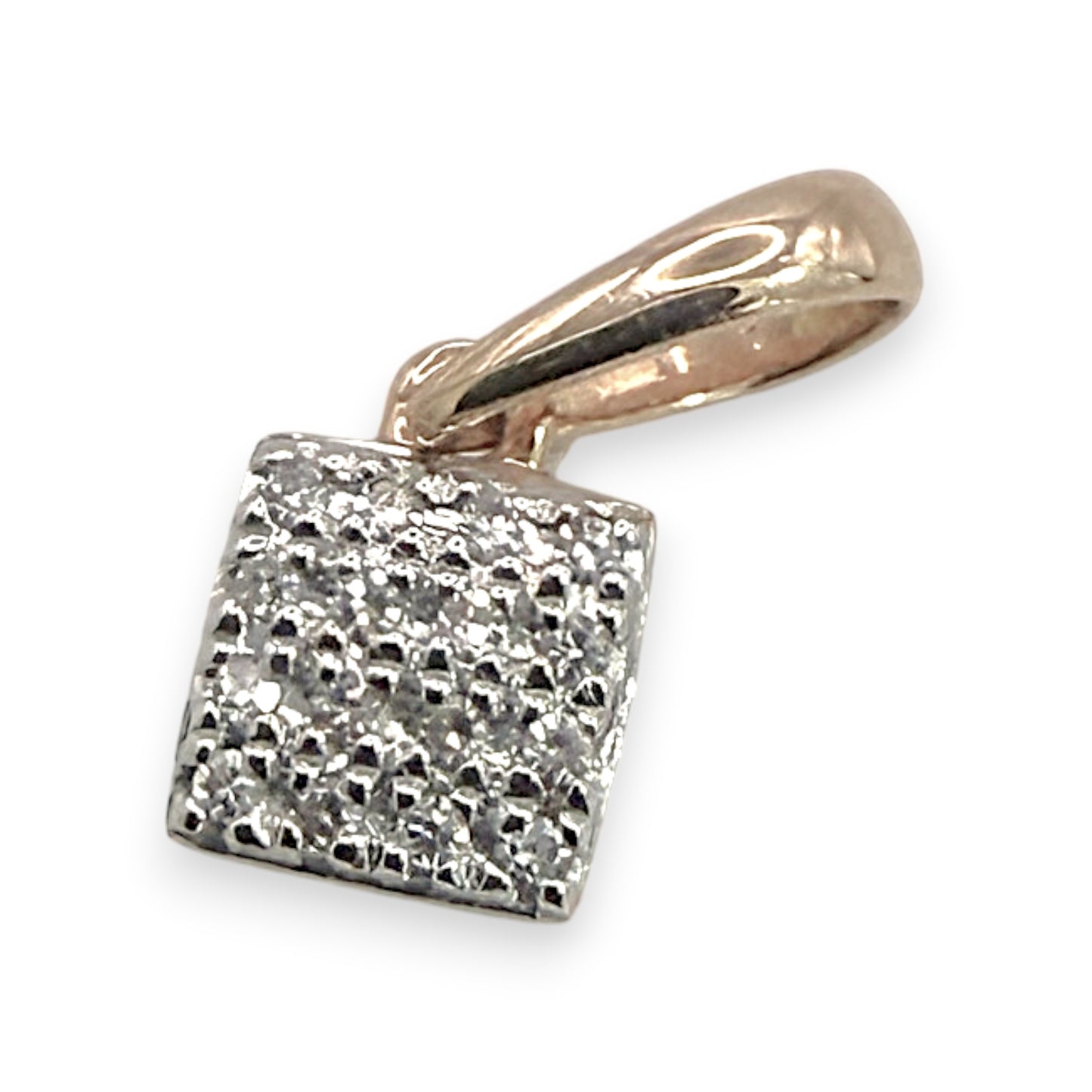 NZGD | 14ct Gold Diamond Cluster Square Pendant 6.1mm
