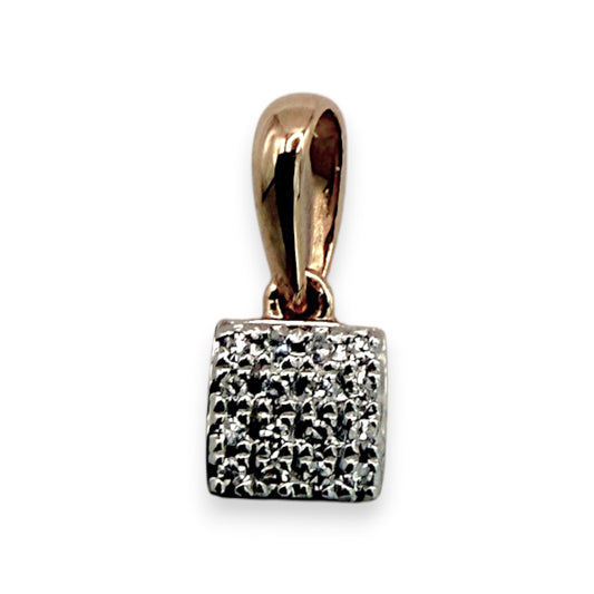 NZGD | 14ct Gold Diamond Cluster Square Pendant 6.1mm