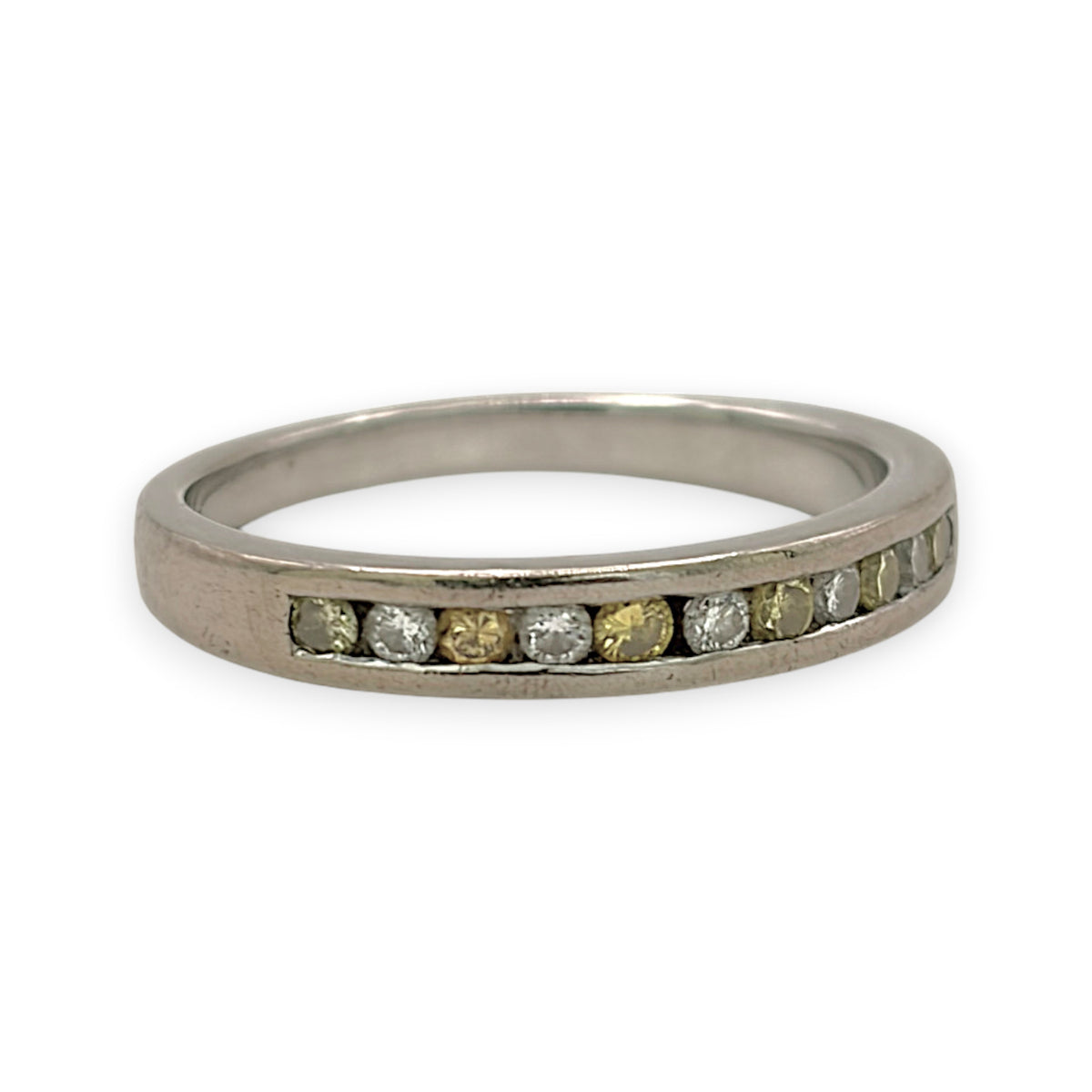 NZGD | 18ct White Gold Aureate Duo‑Diamond Band Ring Size N