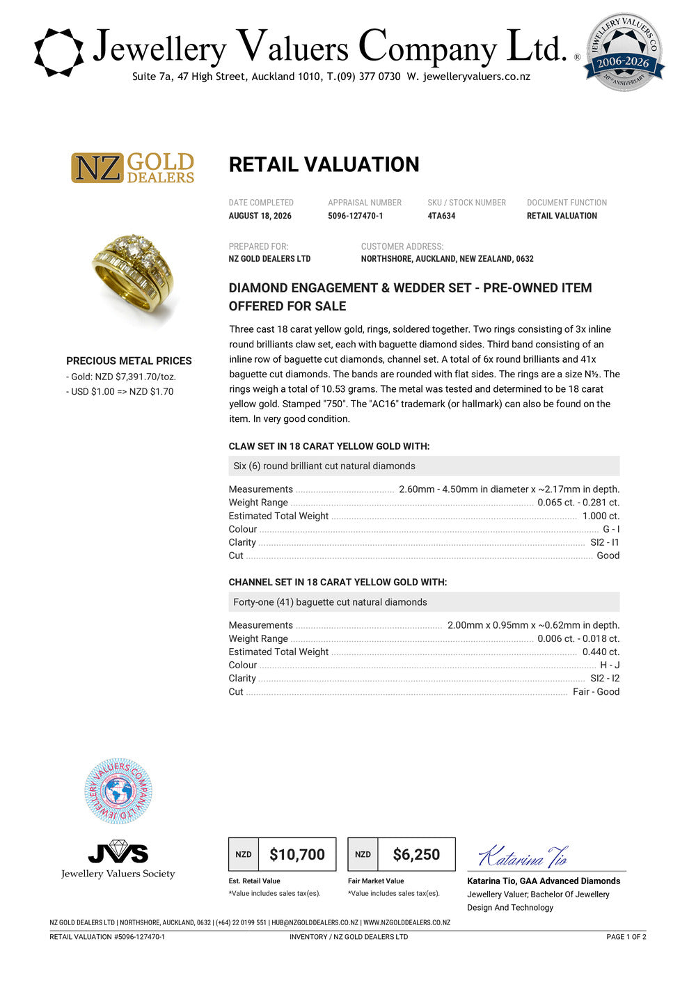NZGD | 18ct Gold Radiant Trinity Crown Ring Valuation $10,700