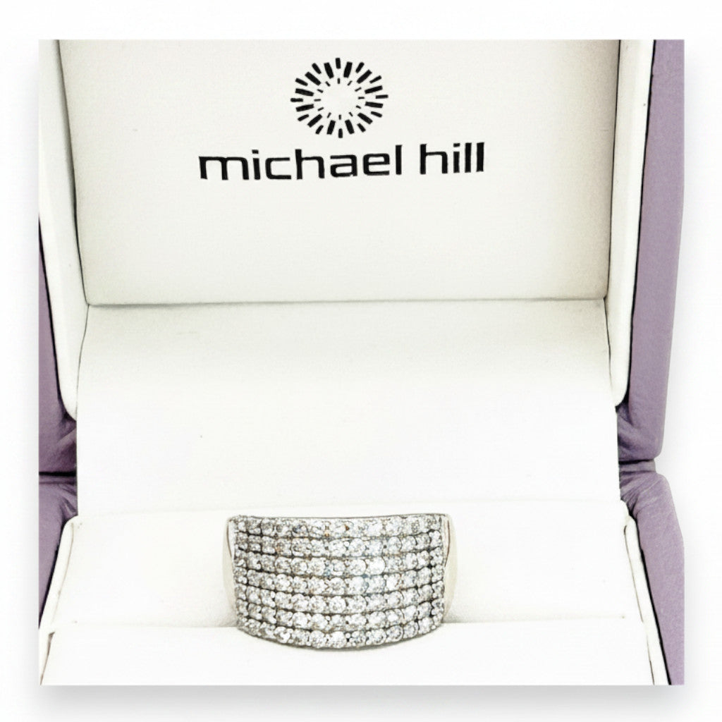 NZGD | 18ct White Gold MHJ Frosted Elegance Halo Ring Valuation $7,000