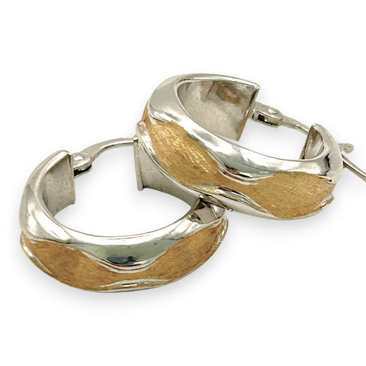 NZGD | 18ct Y/W Gold Golden Wave Duo Hoop Earrings 18.7mm