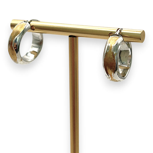 NZGD | 18ct Y/W Gold Golden Wave Duo Hoop Earrings 18.7mm