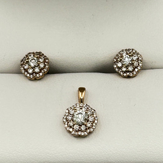 NZGD | 18ct Rose Gold Blush Crown Maple Diamond Earring & Pendant Set