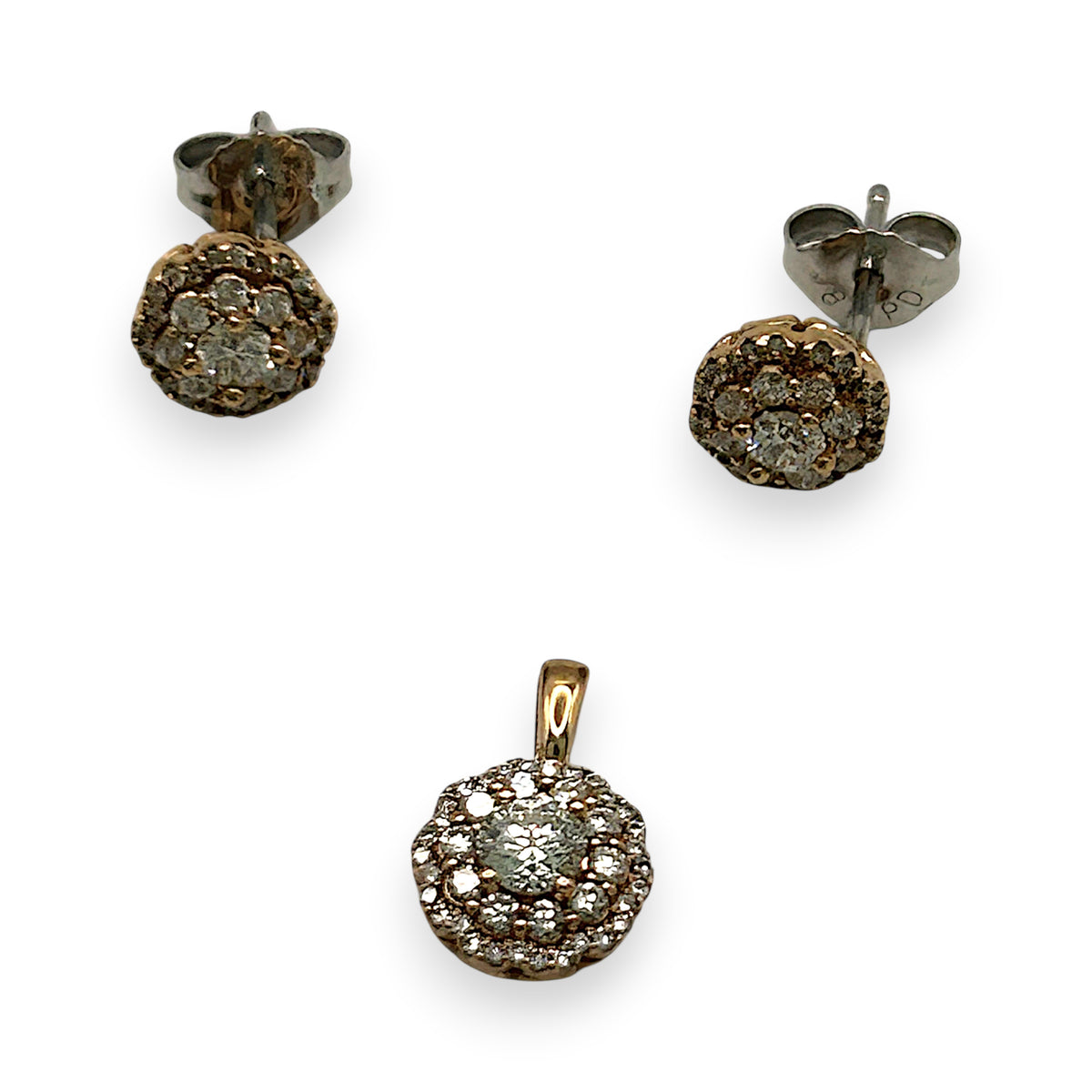 NZGD | 18ct Rose Gold Blush Crown Maple Diamond Earring & Pendant Set