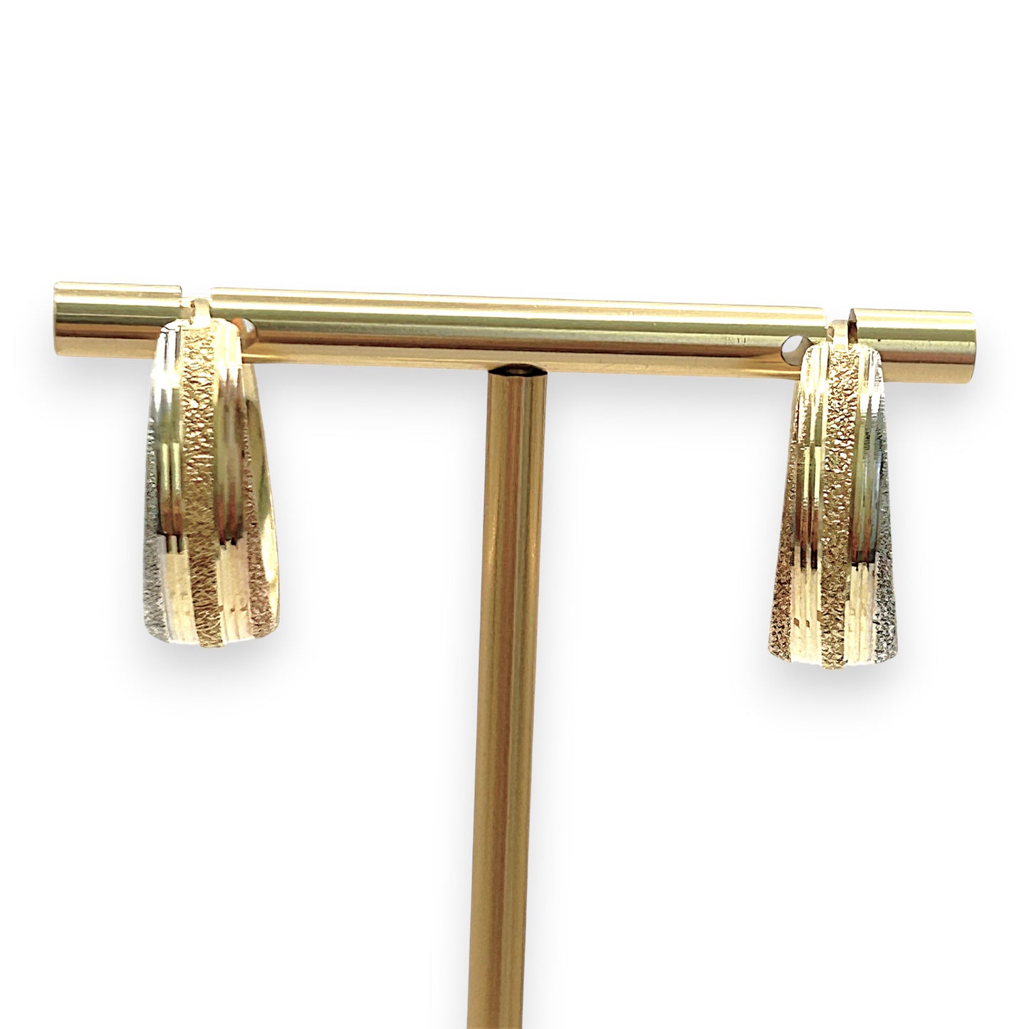 BRAND NEW | 18ct Y/W/R Gold Tri‑Gold Sparkle Hoop Earrings 23.1mm
