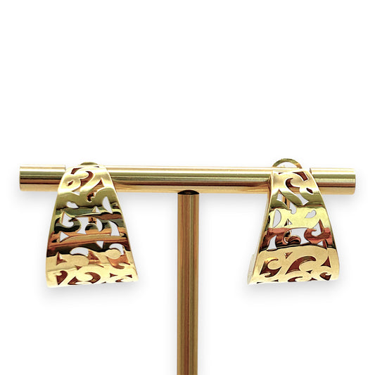 BRAND NEW | 18ct Gold Aurora Filigree Crest Earrings
