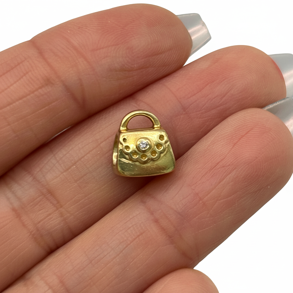 NZGD | 14ct Gold PANDORA charm - Purse with Natural Diamond
