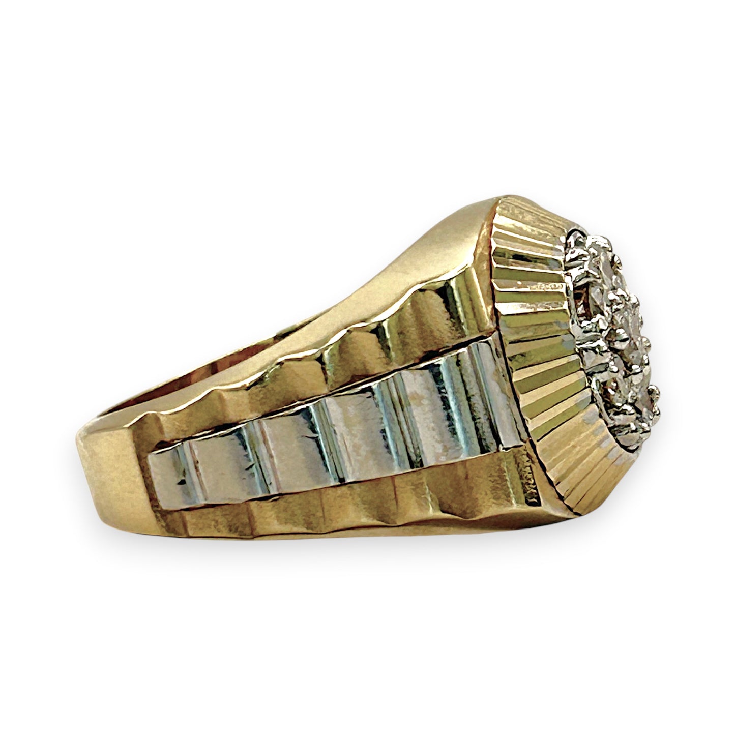 NZGD | 14ct Y/W Gold Regal Watchline Halo Ring Valuation $8,300
