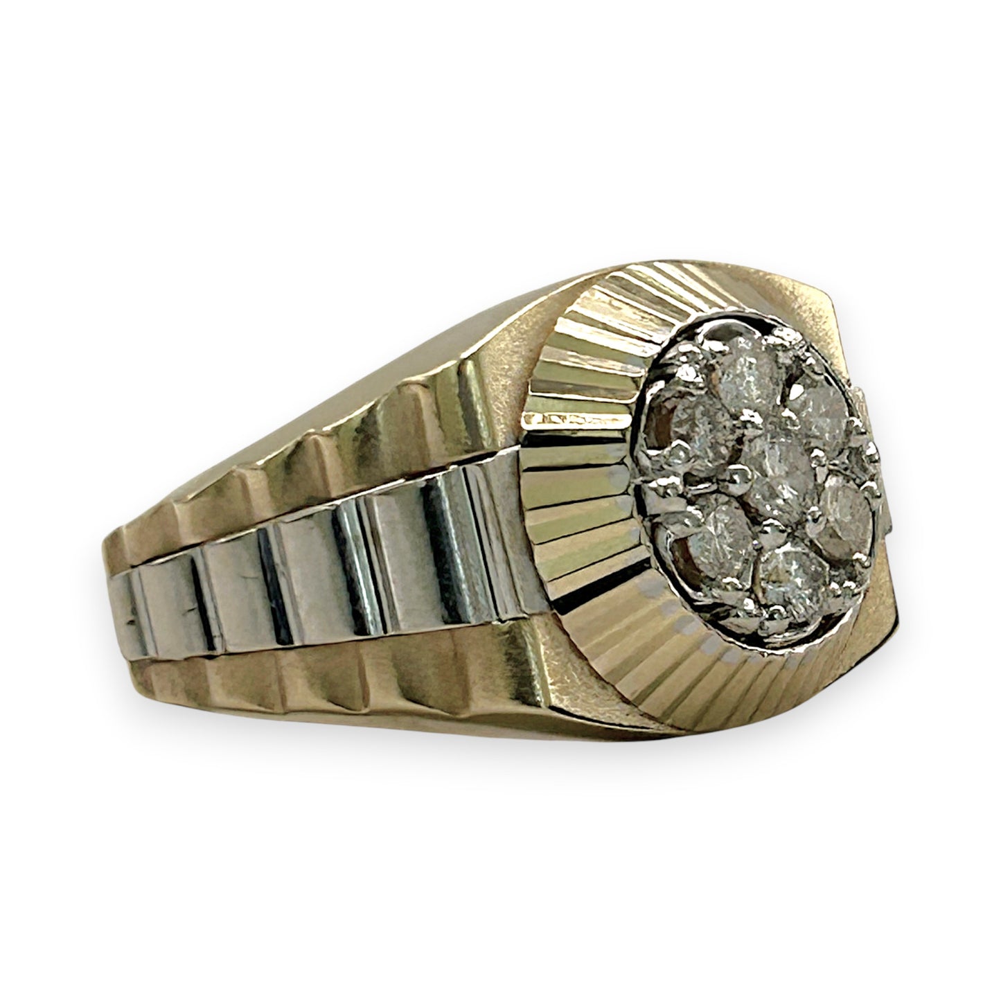 NZGD | 14ct Y/W Gold Regal Watchline Halo Ring Valuation $8,300