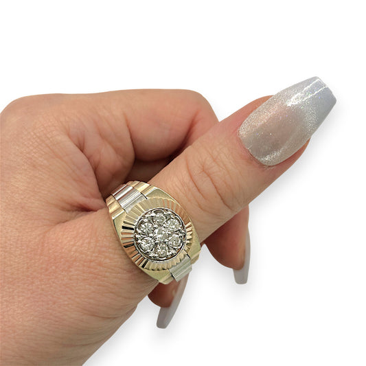 NZGD | 14ct Y/W Gold Regal Watchline Halo Ring Valuation $8,300