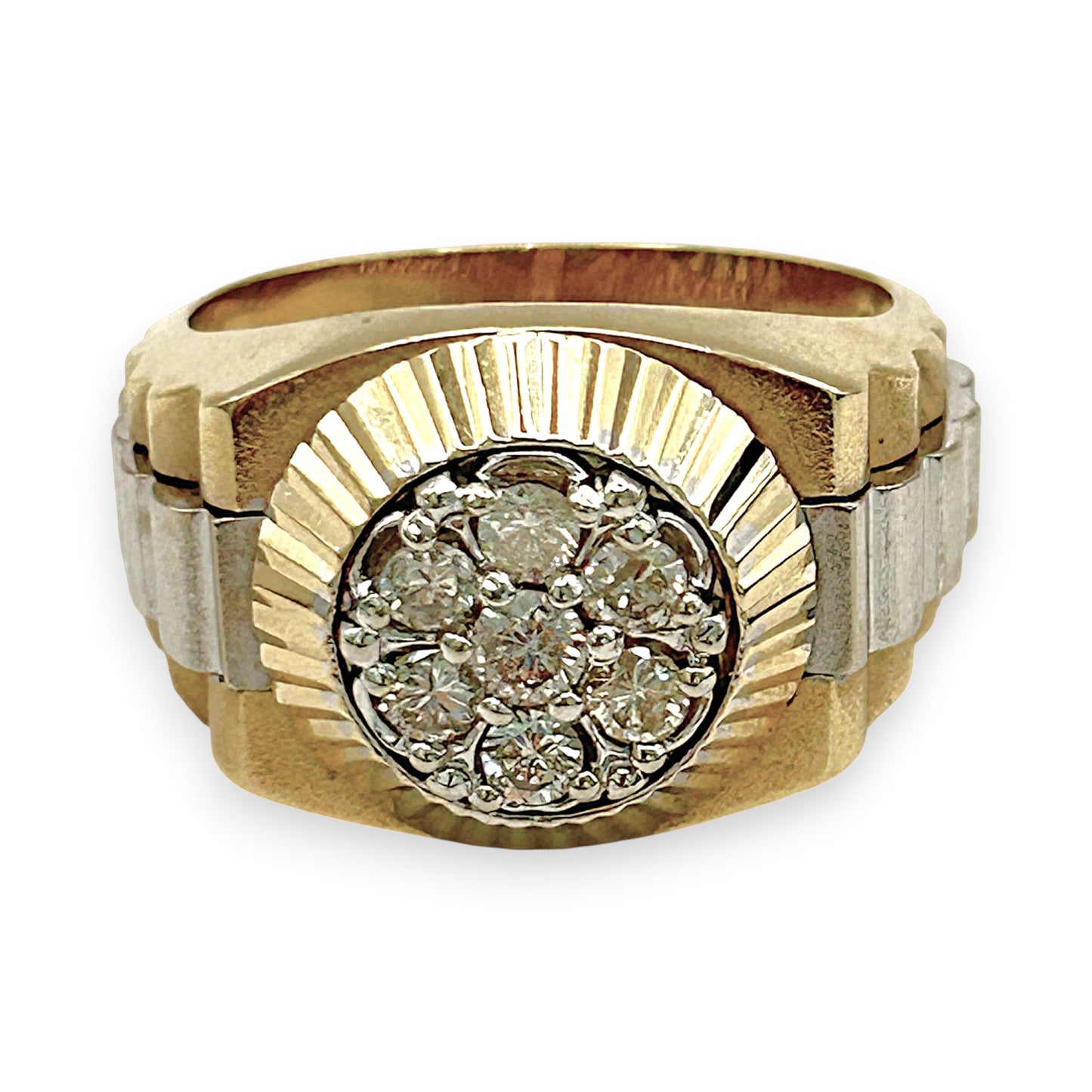 NZGD | 14ct Y/W Gold Regal Watchline Halo Ring Valuation $8,300