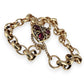 NZGD | 9ct Gold Vintage Ruby Heartlock Belcher Bracelet 20cm