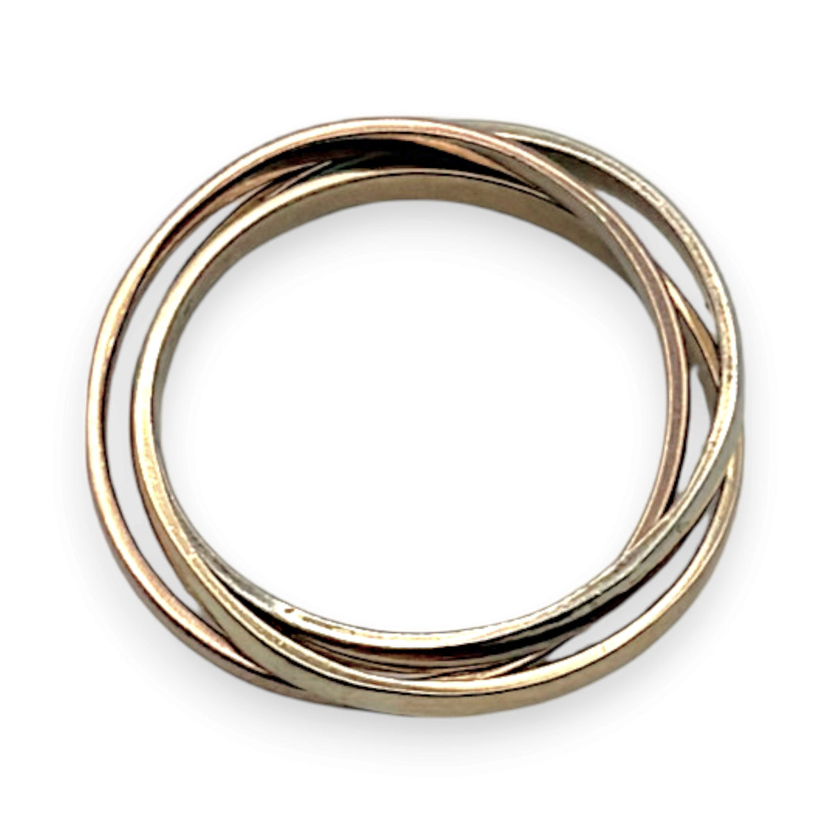 NZGD | 9ct Y/W/R Gold Trinity Harmony Three-Tone Gold Band Ring Size S
