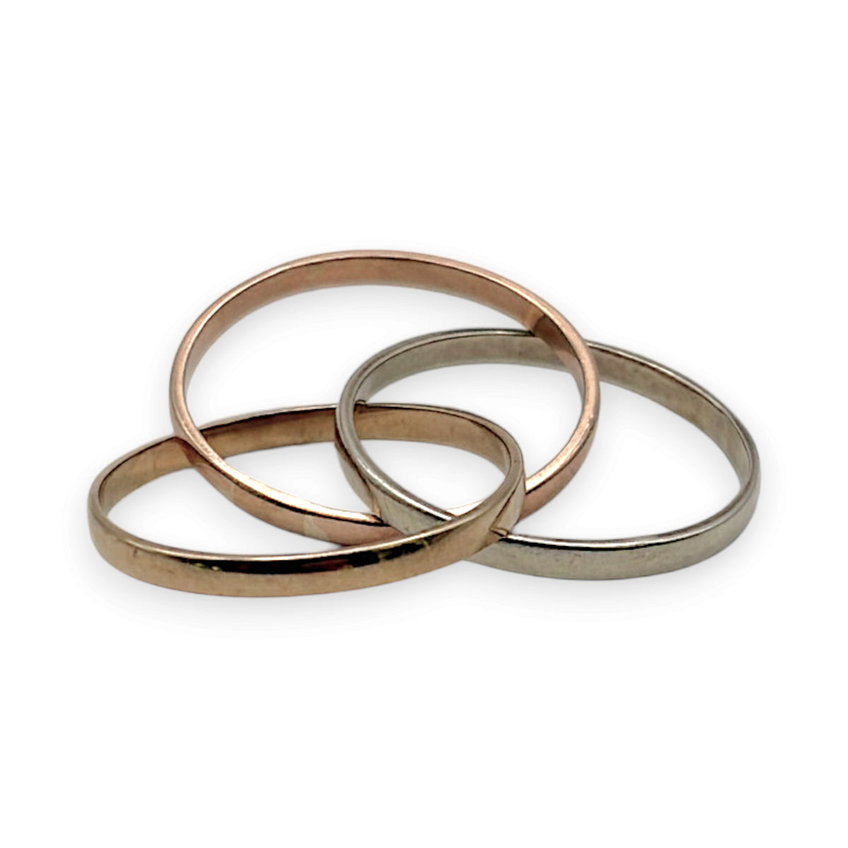 NZGD | 9ct Y/W/R Gold Trinity Harmony Three-Tone Gold Band Ring Size S