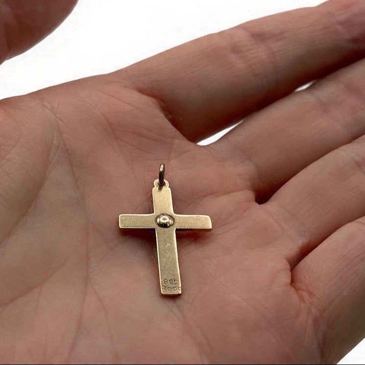 NZGD | 9ct Gold Vintage Guiding Star Cross Pendant 29.0mm