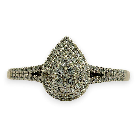 NZGD | 10ct Gold Teardrop Cluster Royale Ring Size U