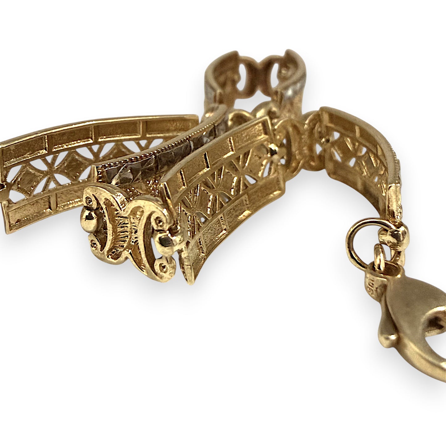 NZGD | 9ct Y/W Gold Vintage Scroll Bracelet 17cm