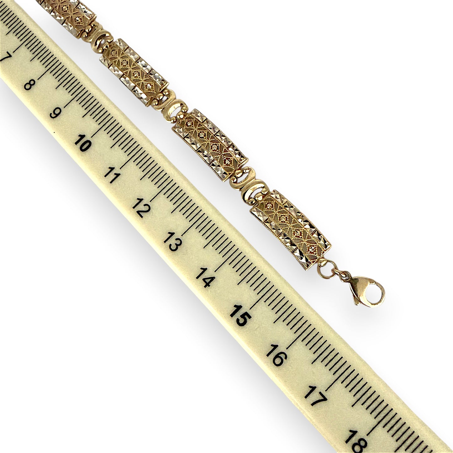 NZGD | 9ct Y/W Gold Vintage Scroll Bracelet 17cm
