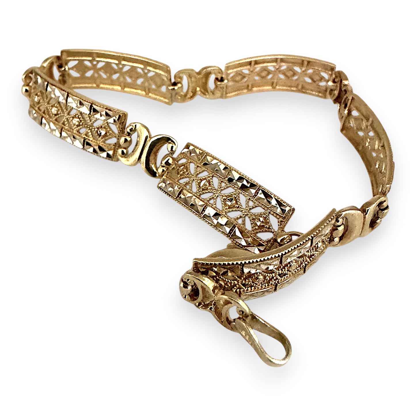 NZGD | 9ct Y/W Gold Vintage Scroll Bracelet 17cm