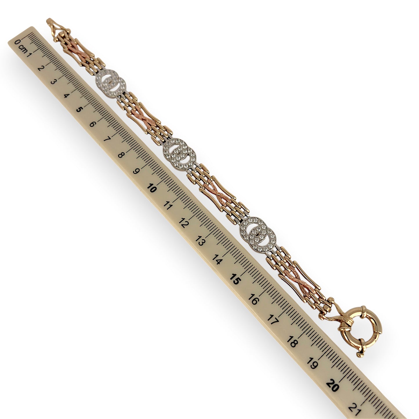 NZGD | 9ct Y/W/R Gold Vintage Tri‑Tone Harmony Bracelet 20cm